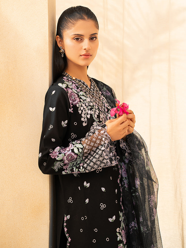 Rajbari | Jahaan Premium Festive Lawn | VERA (Jahan) 1-A XL Black Lawn