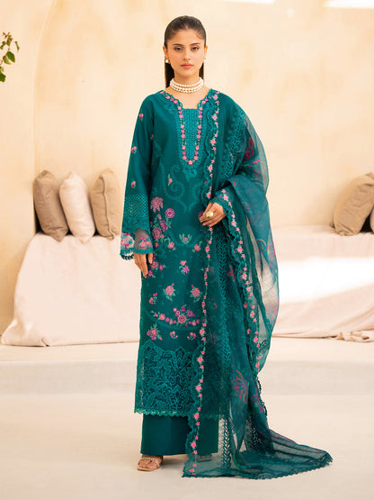 Rajbari | Jahaan Premium Festive Lawn | ZARA (Jahan) 3-A XS Teal Green Lawn