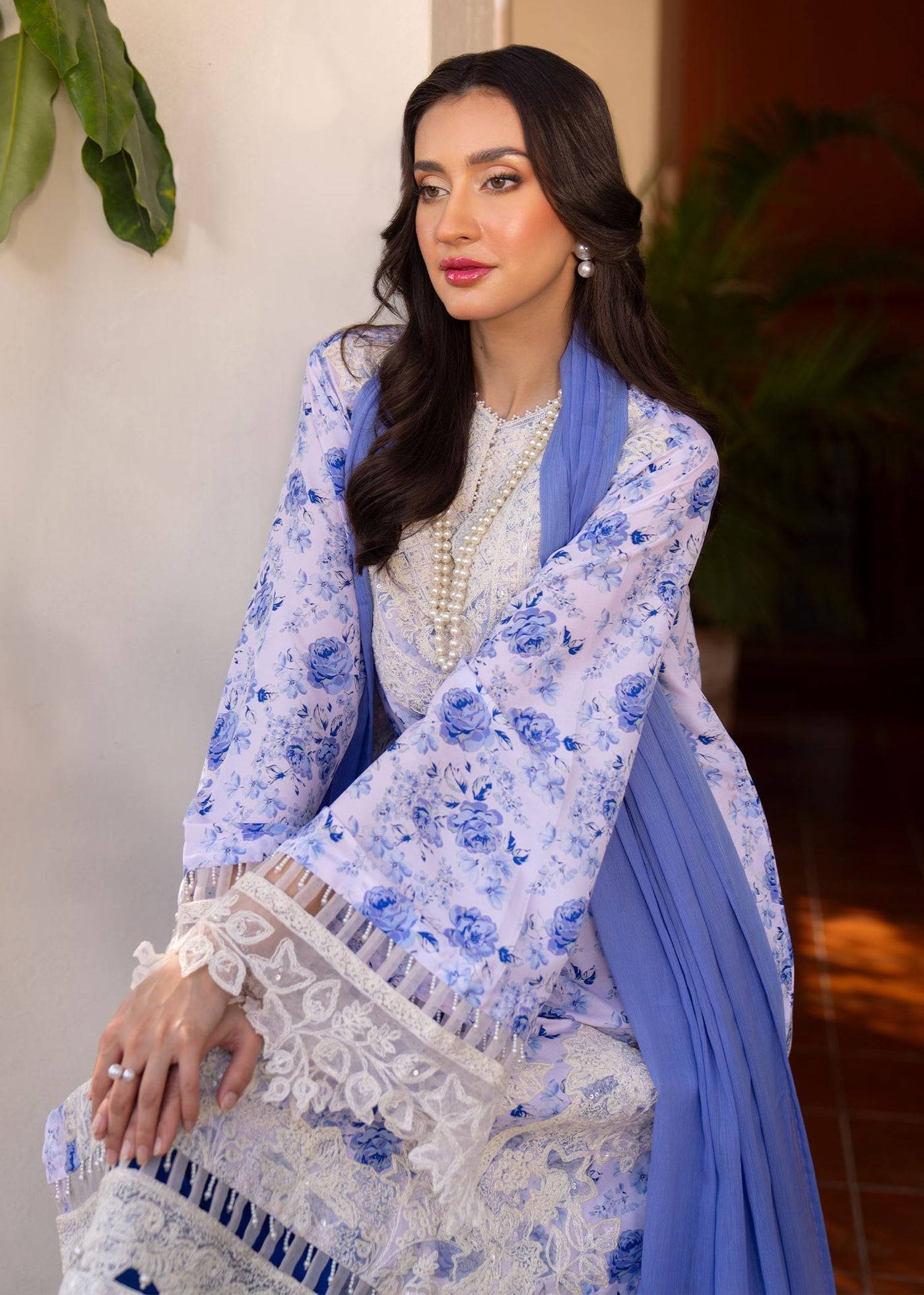 Myeesha | Lamhay Luxury Lawn 25 | Aasma - Pakistani Designer Dress - by Myeesha | Type: Ladies Clothes - 100% Original at Saira Sultan