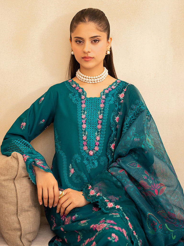 Rajbari | Jahaan Premium Festive Lawn | ZARA (Jahan) 3-A L Teal Green Lawn