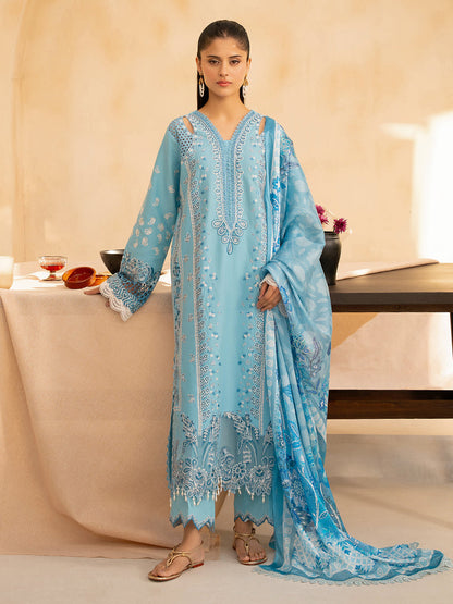 Rajbari | Jahaan Premium Festive Lawn | SIRA (Jahan) 5-B XS Light Blue Gray Lawn