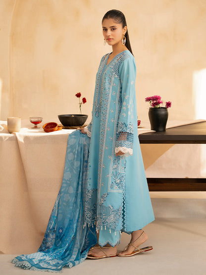 Rajbari | Jahaan Premium Festive Lawn | SIRA (Jahan) 5-B S Light Blue Gray Lawn