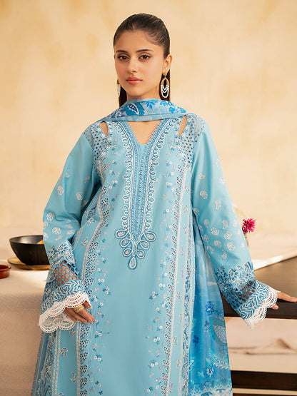 Rajbari | Jahaan Premium Festive Lawn | SIRA (Jahan) 5-B M Light Blue Gray Lawn