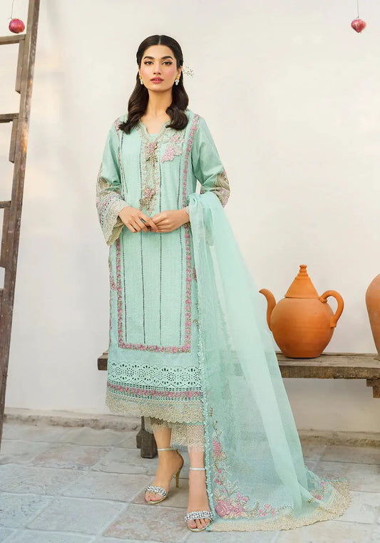 Zarqash | Belle Ame 24 | BL 006 Aqua Blue - Pakistani Designer Dress - by Zarqash | Type: Luxury - 100% Original at Saira Sultan