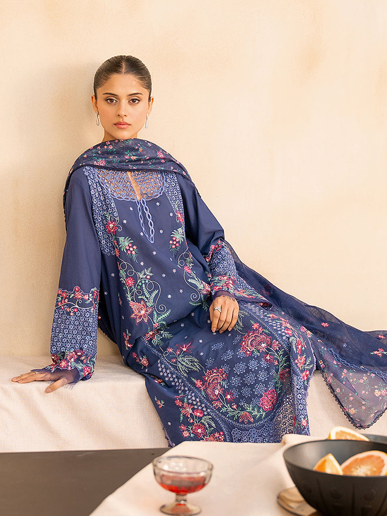 Rajbari | Jahaan Premium Festive Lawn | TALIAH (Jahan) 2-B XL Blue Lawn