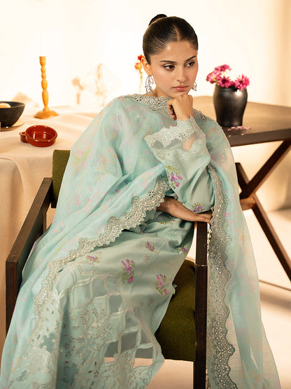Rajbari | Jahaan Premium Festive Lawn | AALYA (Jahan) 4-A XL Ice Blue Lawn