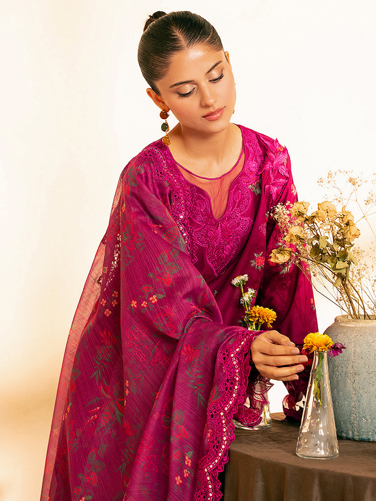 Rajbari | Jahaan Premium Festive Lawn | MAYA (Jahan) 4-B L Berry Lawn