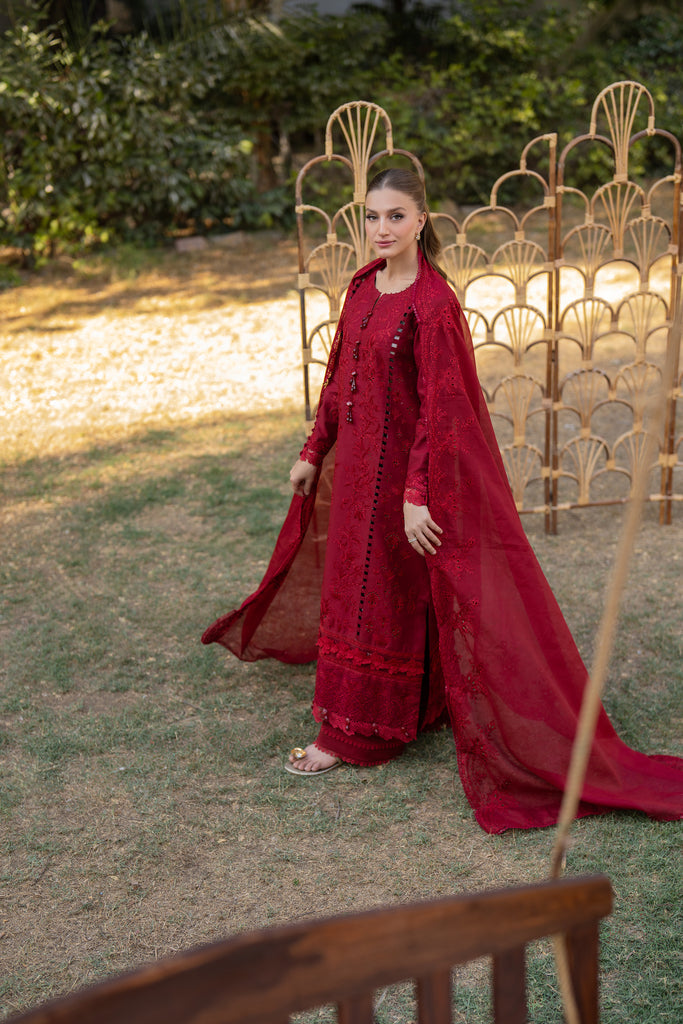 Florent | Chikankari Eid 25 | FLC- 4B L Red Lawn