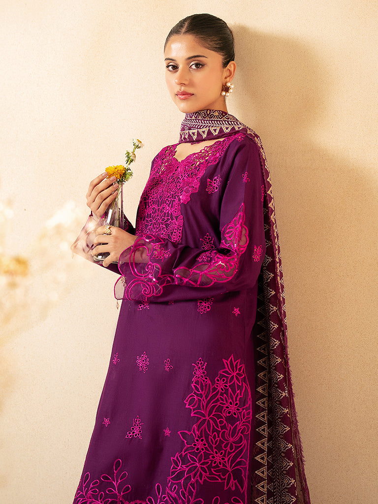 Rajbari | Jahaan Premium Festive Lawn | NORA (Jahan) 6-B XL Magenta Lawn