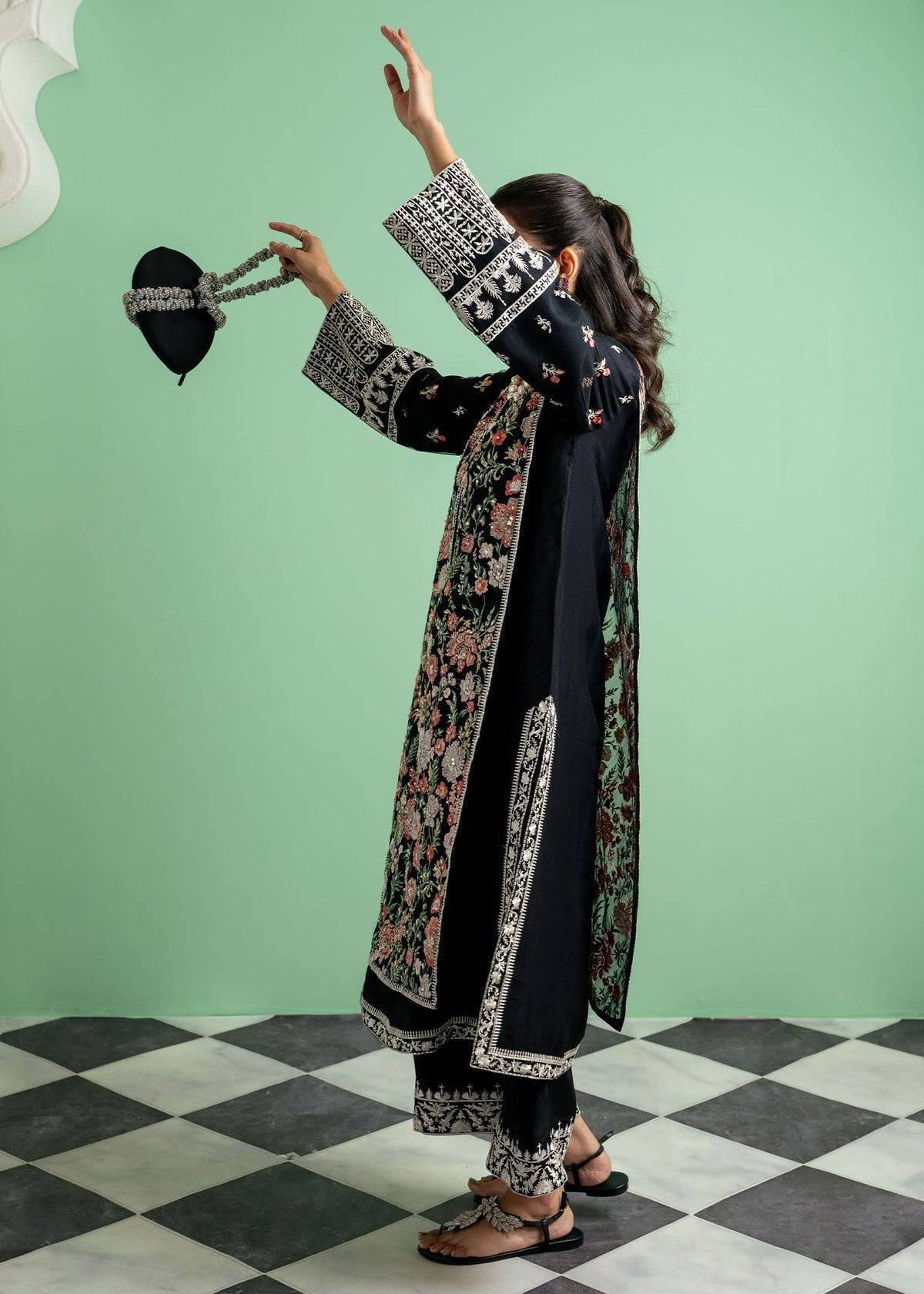 Mahgul | Echoes of Elara | Midnight Meadow - Pakistani Designer Dress - by Mahgul | Type: Ladies Clothes - 100% Original at Saira Sultan