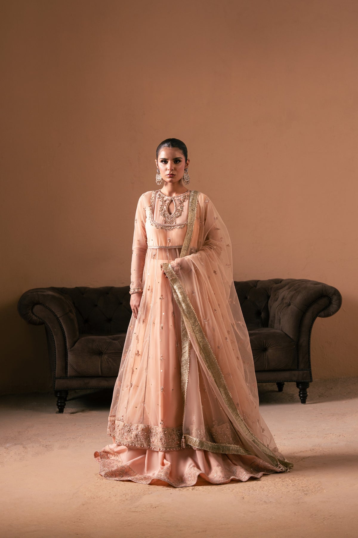 Malook | Rashq e Qamar | Sitara XS Pale Peach Net