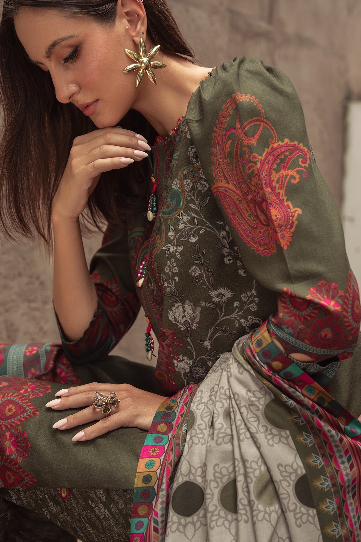 Charizma | C Prints Winter 25 |  3-PC Unstitched Printed Linen Collection CPW5-05 - Pakistani Designer Dress - by Charizma - Type : Ladies Clothes - 100% Original at Saira Sultan
