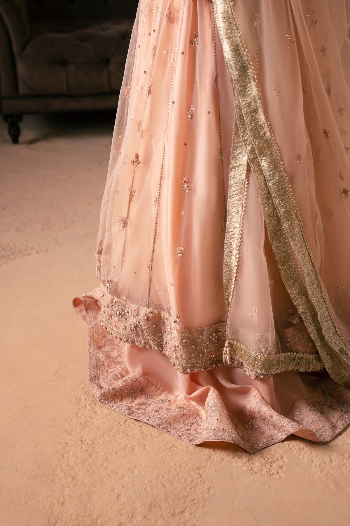 Malook | Rashq e Qamar | Sitara L Pale Peach Net