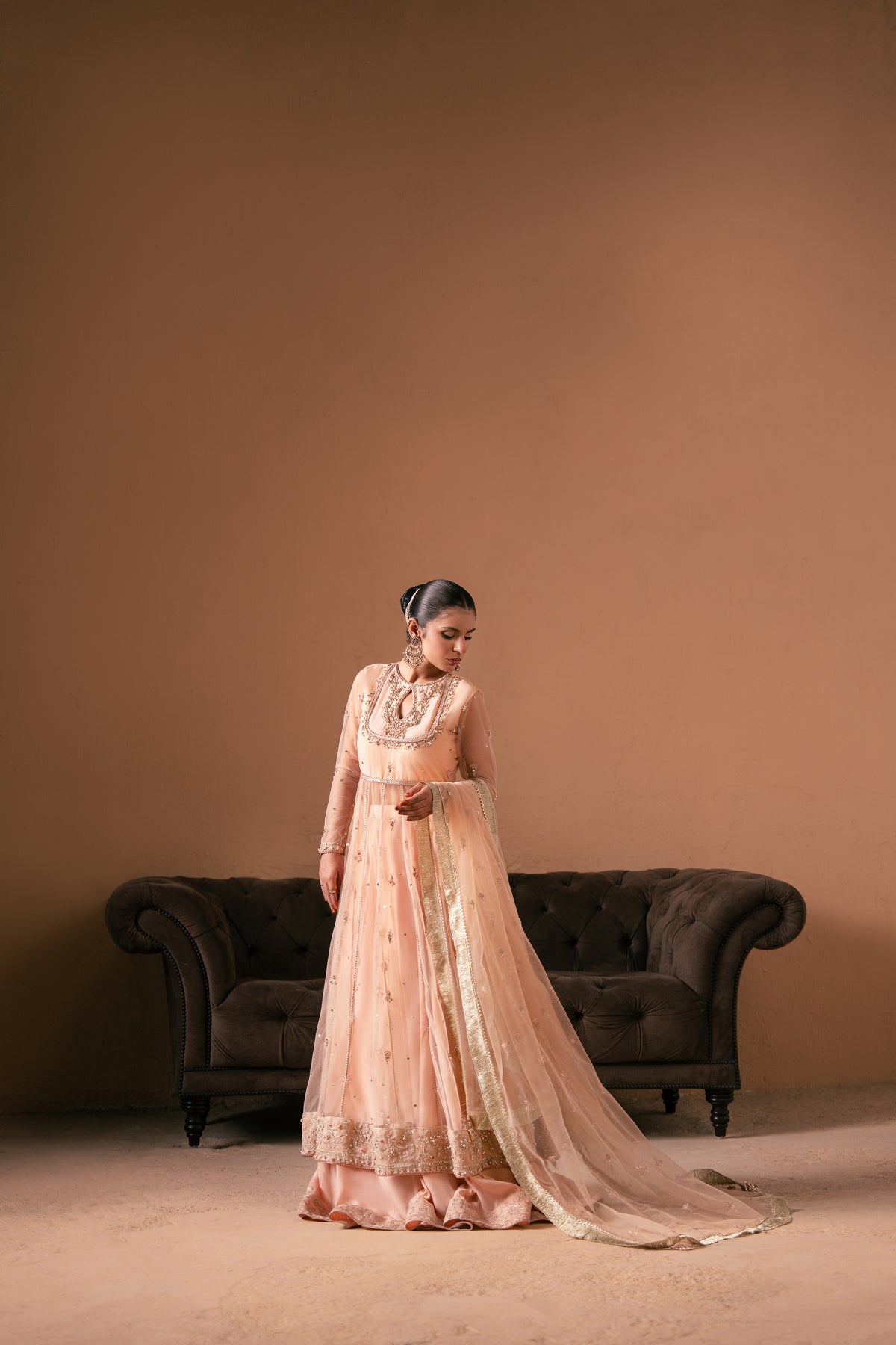 Malook | Rashq e Qamar | Sitara XL Pale Peach Net