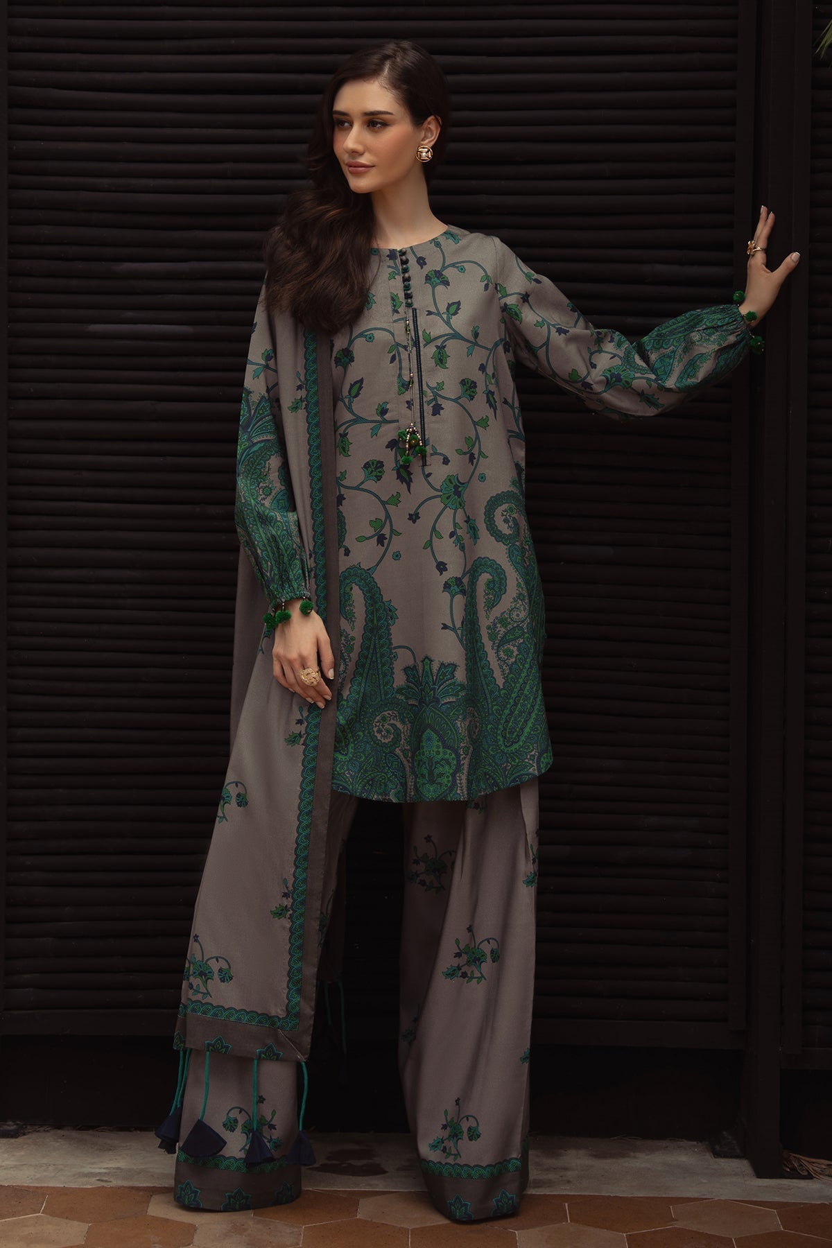 Charizma | C Prints Winter 25 |  3-PC Unstitched Printed Linen Collection CPW5-07 - Pakistani Designer Dress - by Charizma - Type : Ladies Clothes - 100% Original at Saira Sultan
