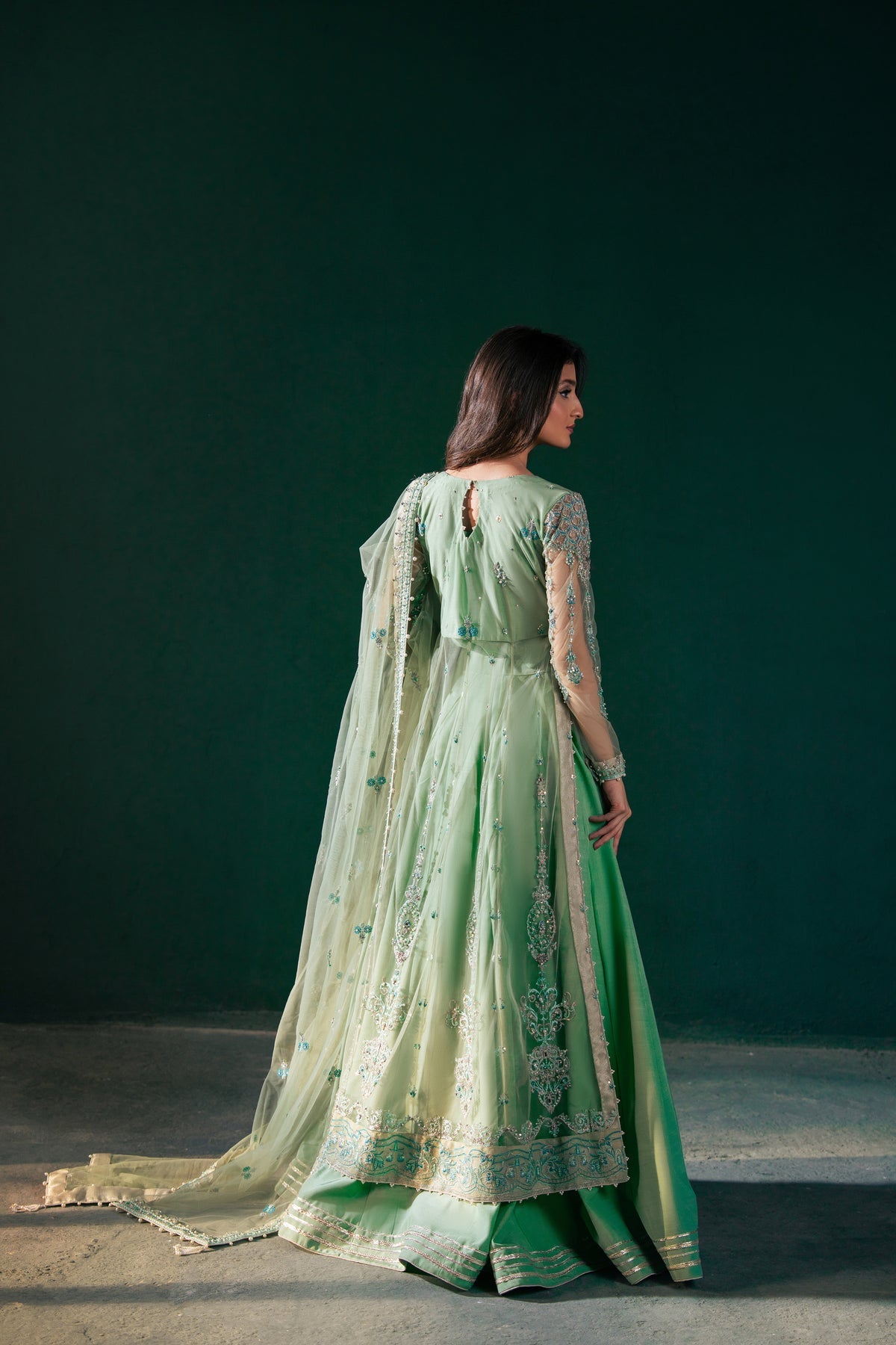 Malook | Rashq e Qamar | Feroza L Mint Green Net