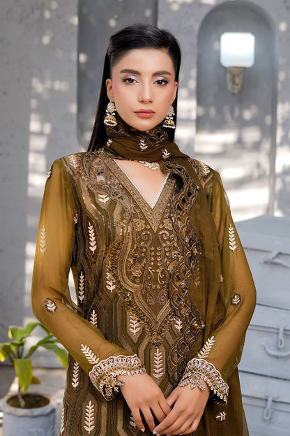 Maryams | Afsanah Luxury Chiffon | Mehermah M Dark Mehndi Chiffon