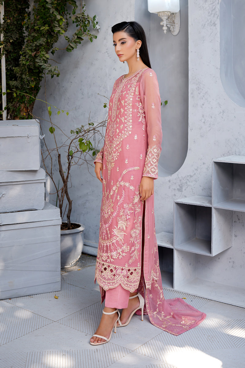 Maryams | Afsanah Luxury Chiffon | Zeba Custom Size Rose Pink Chiffon