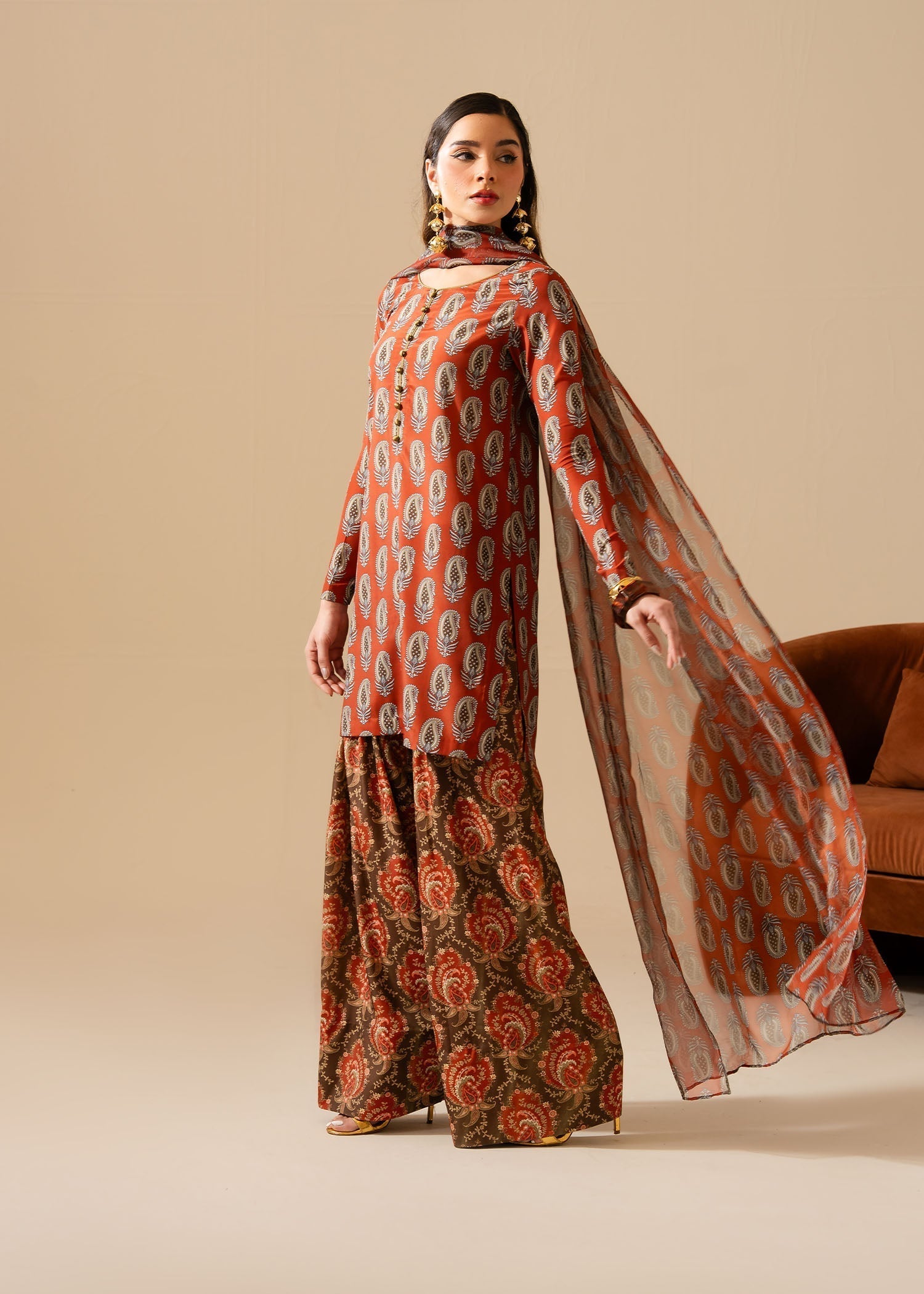 Maria Osama Khan | Retro Vol 3 | Lara M Rust Grip Silk