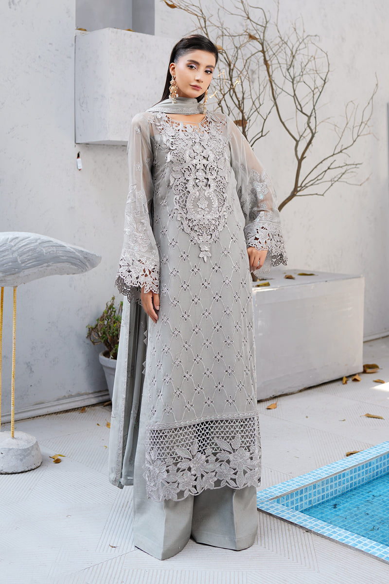 Maryams | Afsanah Luxury Chiffon | Sitara XL Gray Chiffon