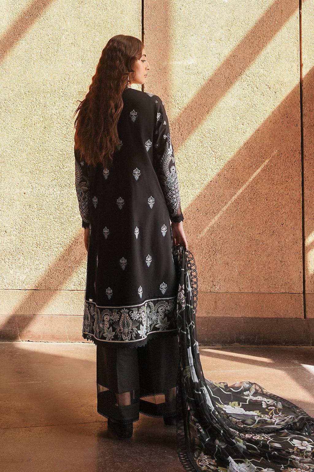 Afrozeh | Chikankari Lawn 24 | Caviar - Pakistani Designer Dress - by Afrozeh | Type: Luxury - 100% Original at Saira Sultan