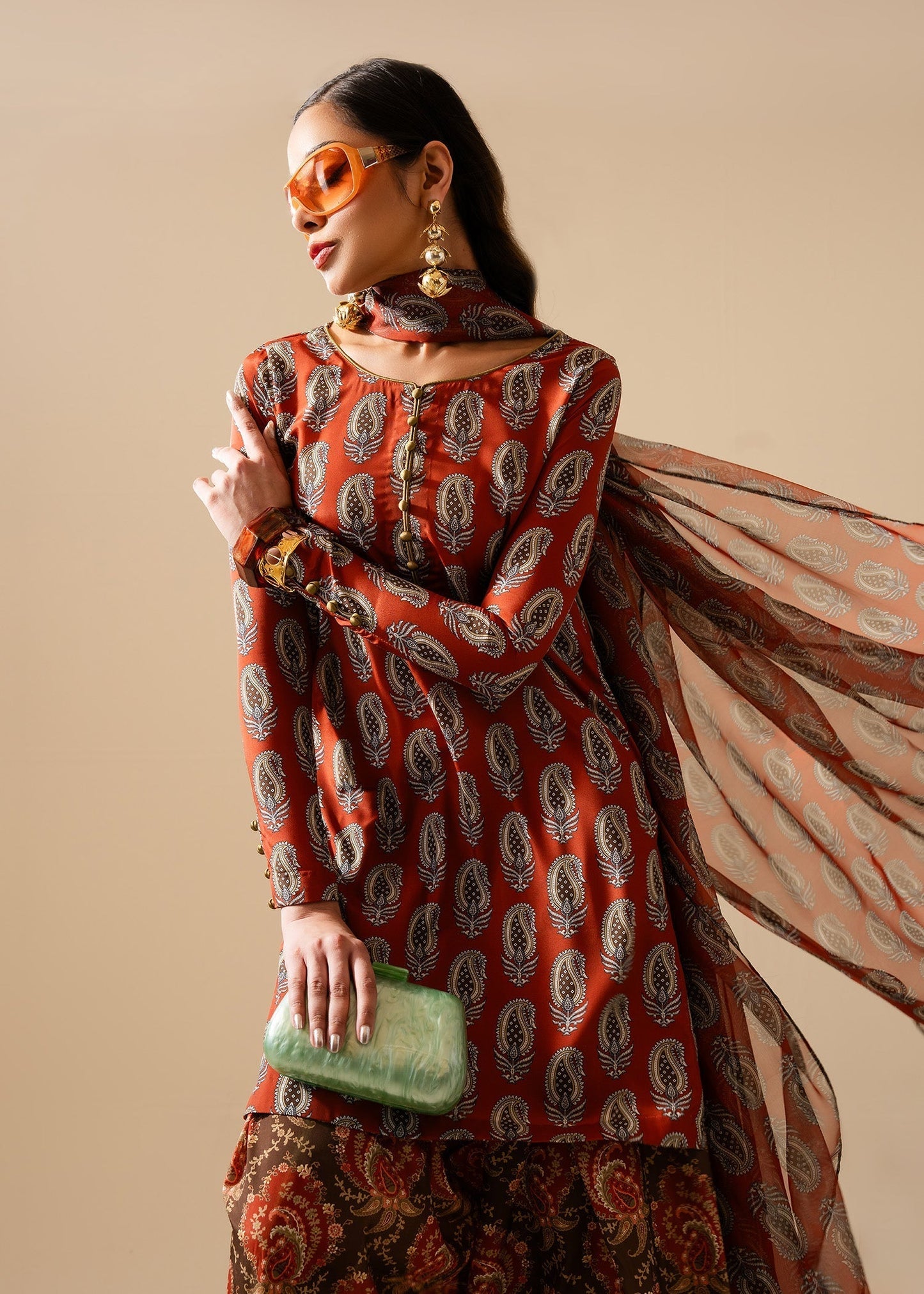 Maria Osama Khan | Retro Vol 3 | Lara L Rust Grip Silk