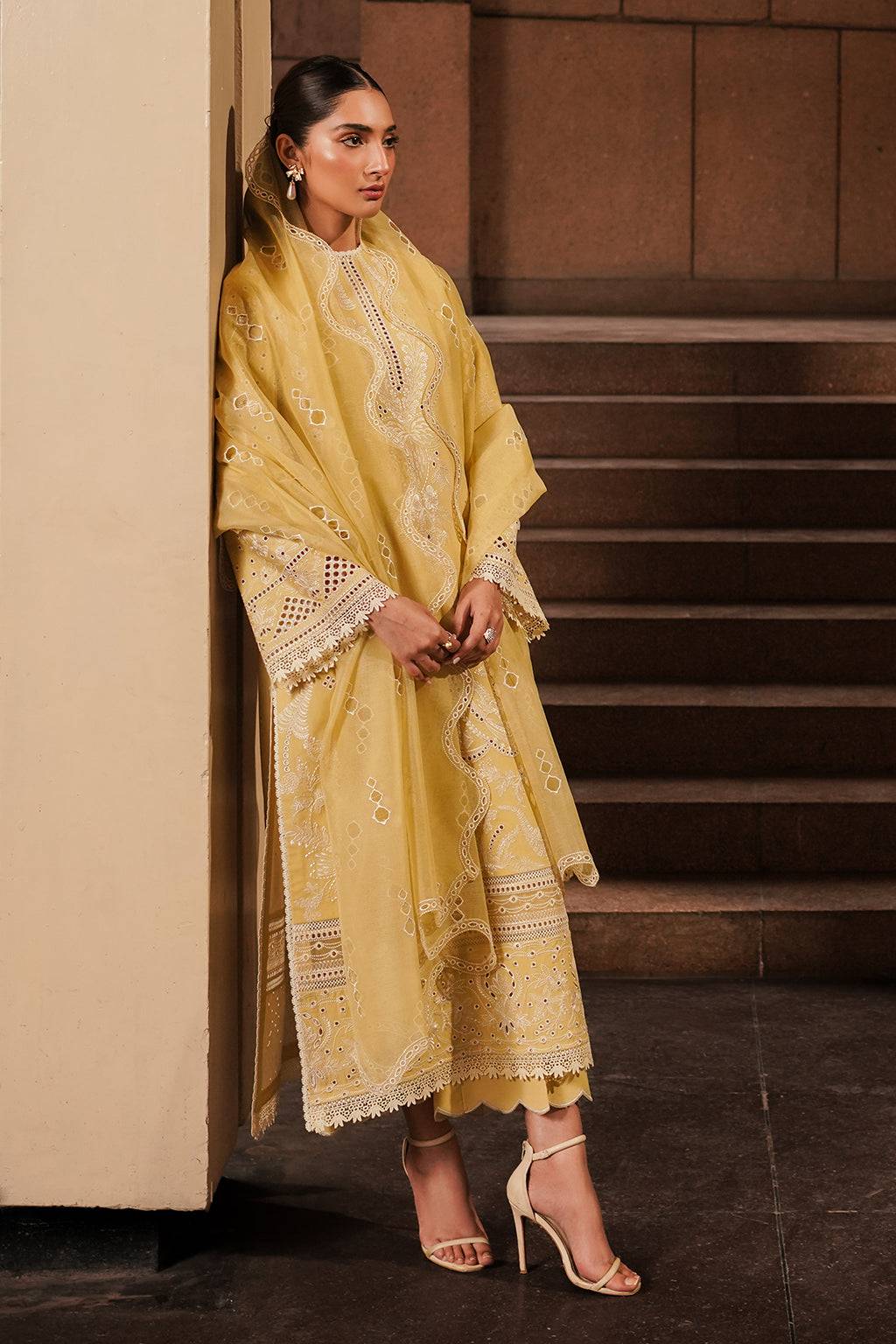 Afrozeh | Chikankari Lawn 24 | Canary - Pakistani Designer Dress - by Afrozeh | Type: Luxury - 100% Original at Saira Sultan