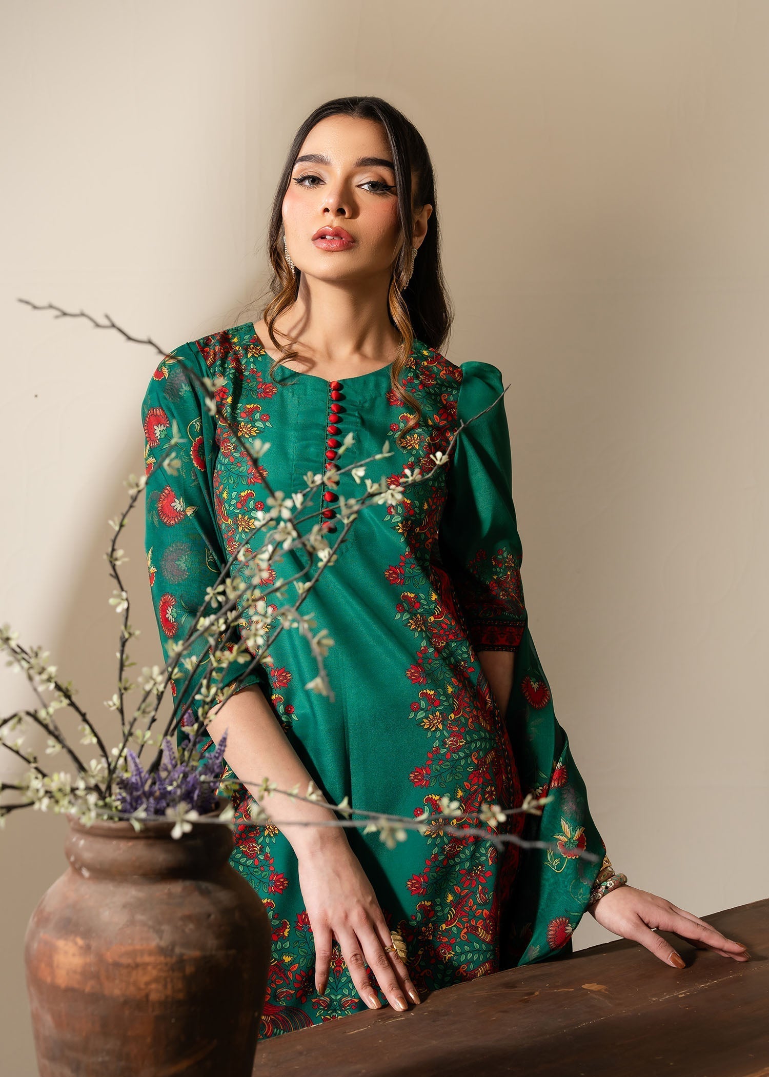 Maria Osama Khan | Retro Vol 3 | Vivian L Emerald Green Grip Silk