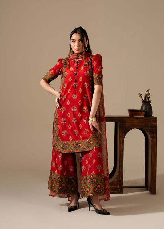 Maria Osama Khan | Retro Vol 3 | Bloom XS Haute Red Grip Silk