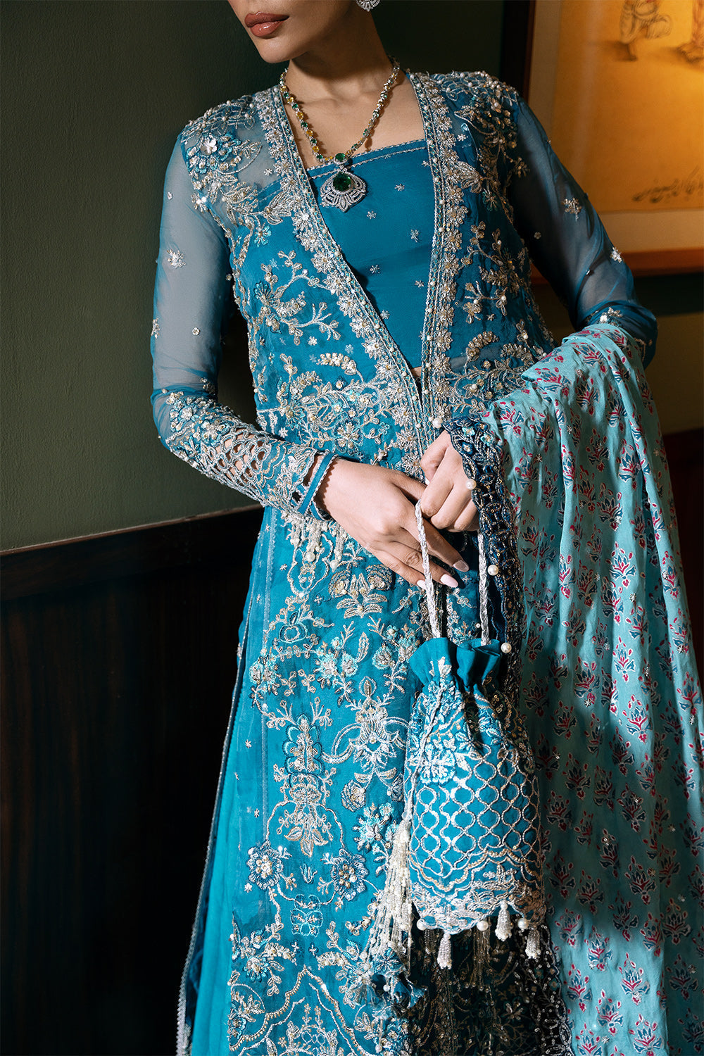 Saira Rizwan | Festive Formals 24 | ALORA-SRF-D-06 XL Teal Organza