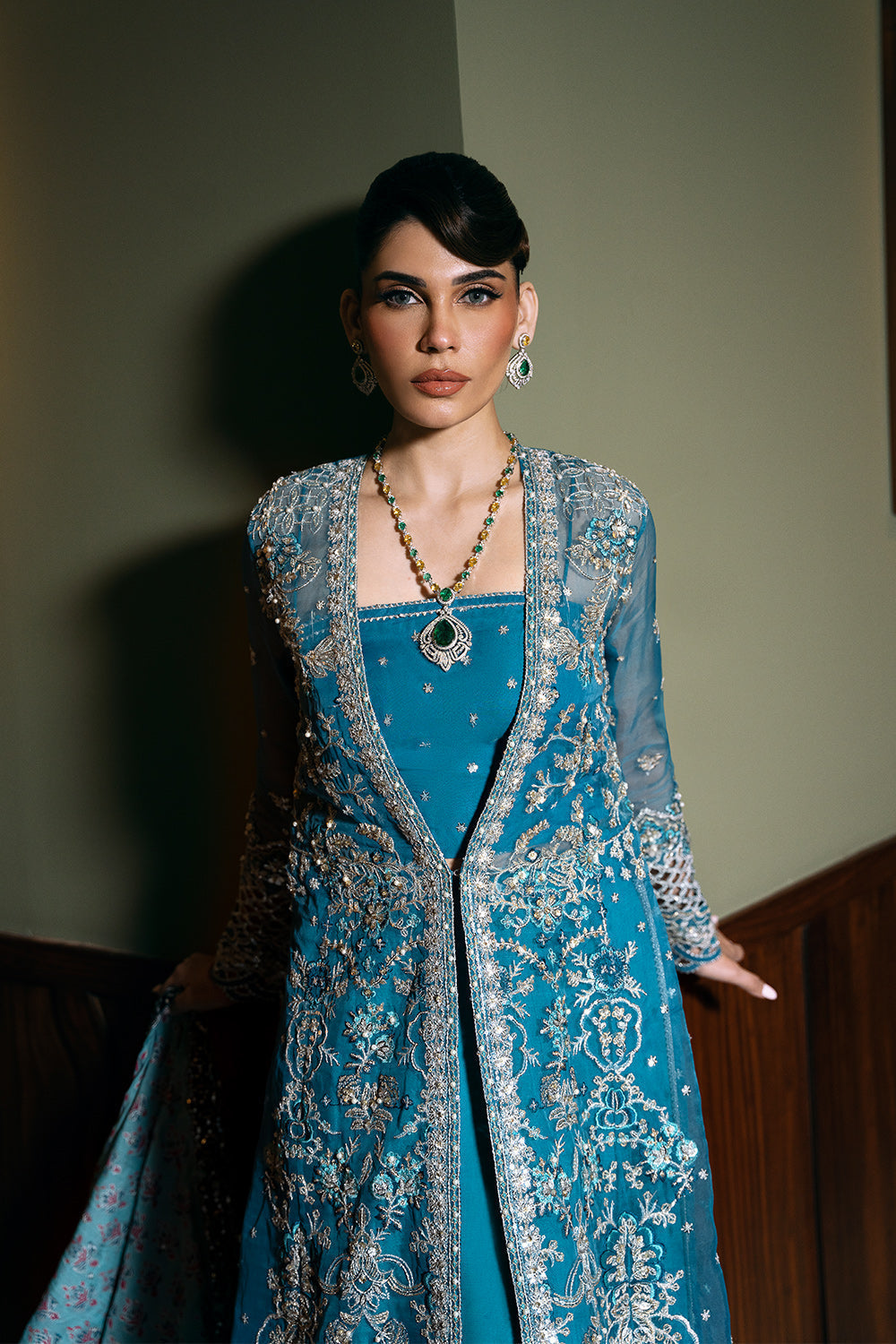 Saira Rizwan | Festive Formals 24 | ALORA-SRF-D-06 L Teal Organza