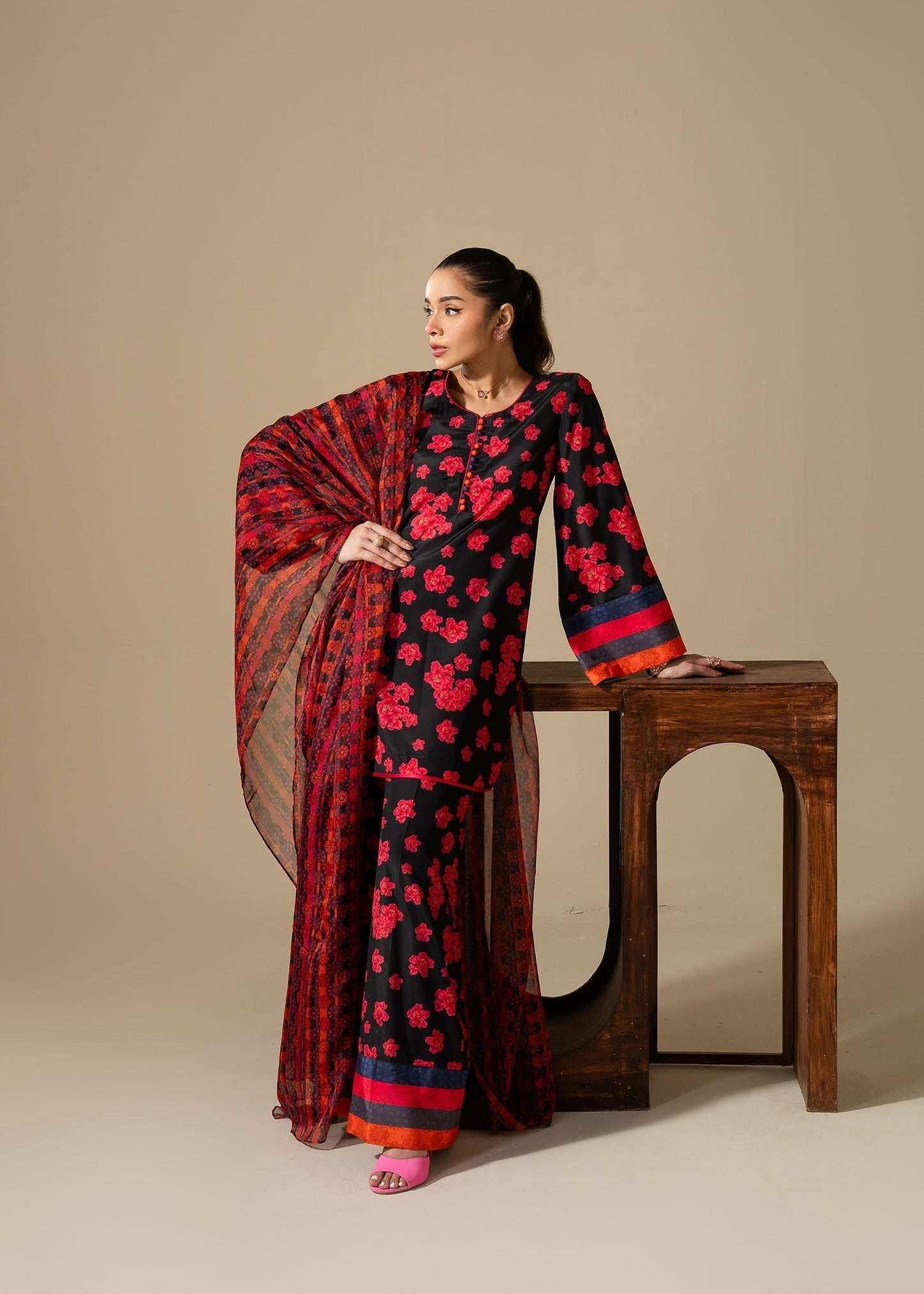 Maria Osama Khan | Retro Vol 3 | Boho XL Black Grip Silk