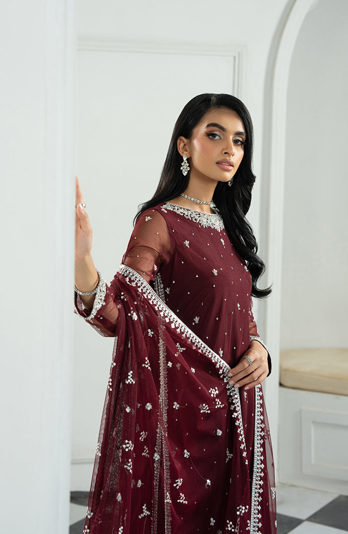 Zarif | Arzou Luxe | SOLENA L Maroon Net