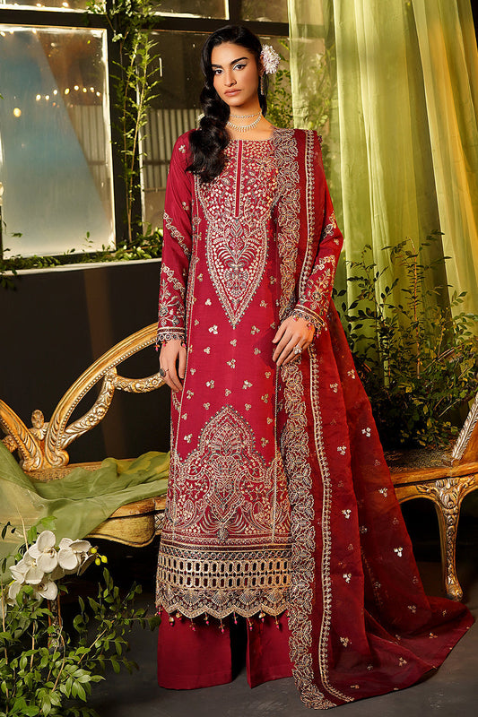 Maryams | Bekhudi Formals | Hoorain-BR-06 XS Haute Red Raw Silk