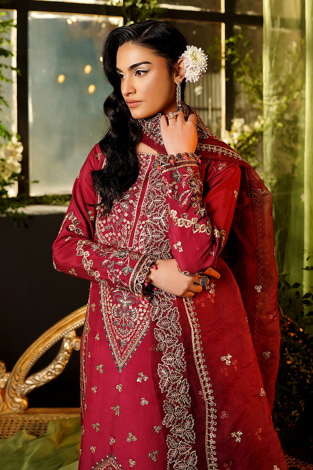 Maryams | Bekhudi Formals | Hoorain-BR-06 L Haute Red Raw Silk