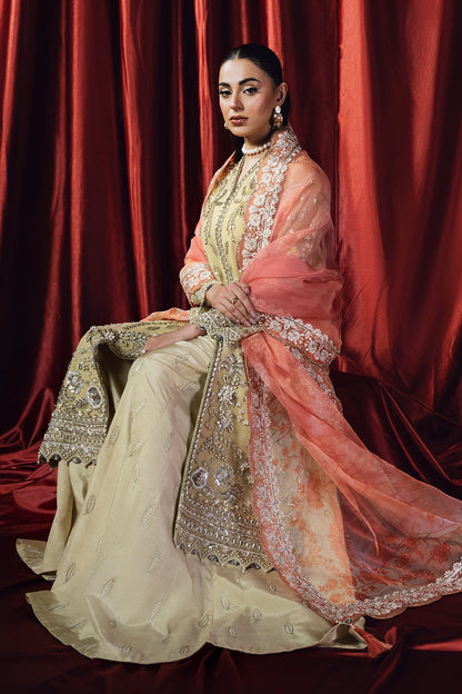 Mina Kashif | Kahani Formals | Rubab XL Pale Yellow Organza