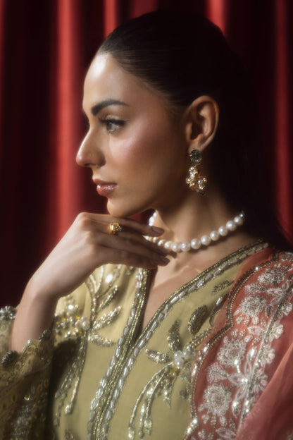 Mina Kashif | Kahani Formals | Rubab M Pale Yellow Organza