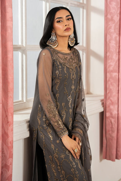 Zarif | Heer Formals | Z-04 SORAYA L Gray Net