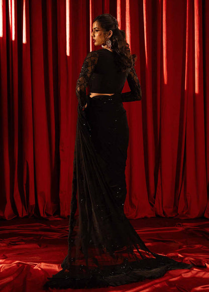 Paras by Pasha | Noor -e- Jahan Saree Collection | Shab-e-Noor S Black Chiffon