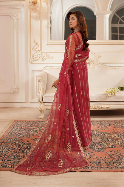 Maryams | Tabeer Luxury Collection | Nazneen L Deep Red Organza