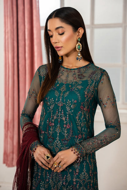 Zarif | Heer Formals | Z-06 NUHA L Dark Teal Net