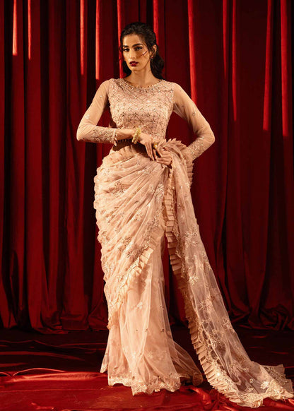 Paras by Pasha | Noor -e- Jahan Saree Collection | Shab-e-Gulabi XS Light Pink Net