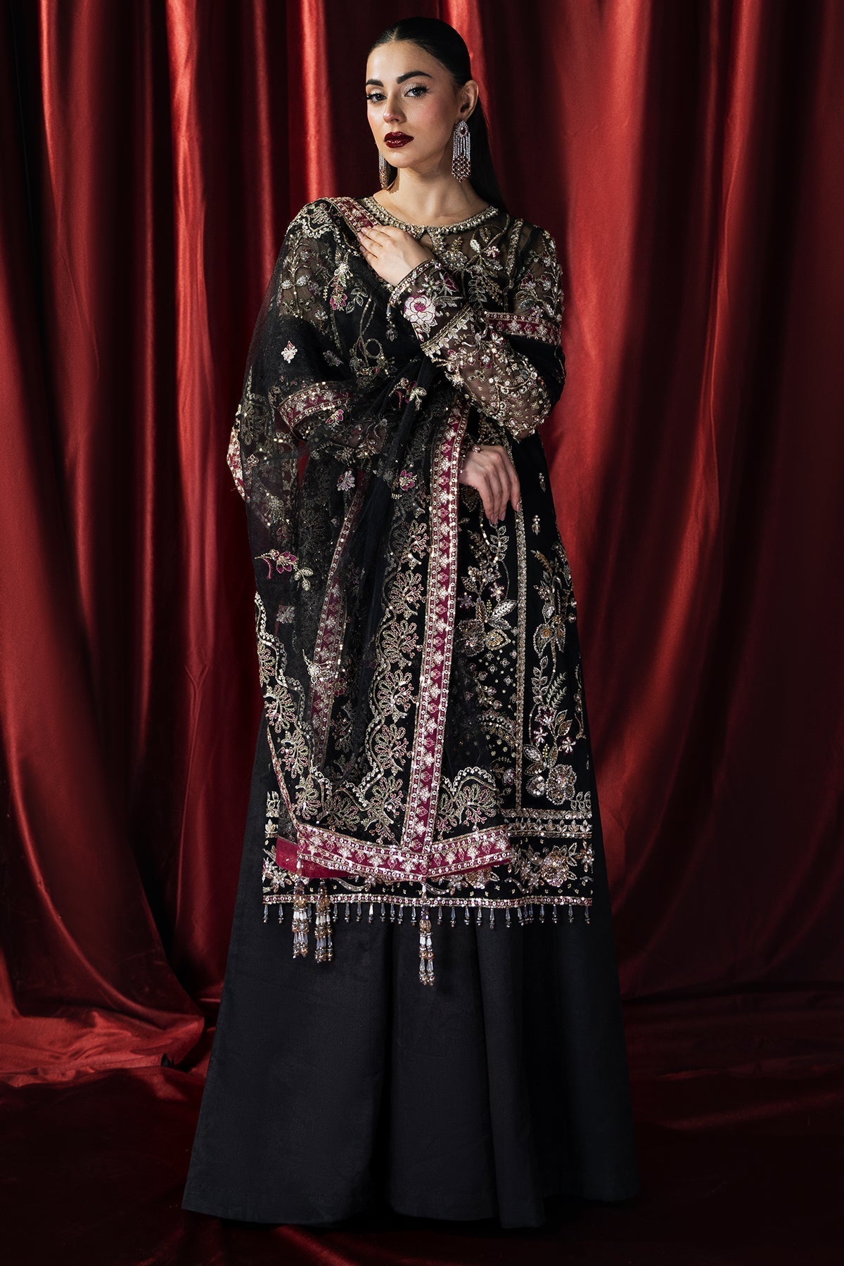 Mina Kashif | Kahani Formals | Sharjeena XL Black Net