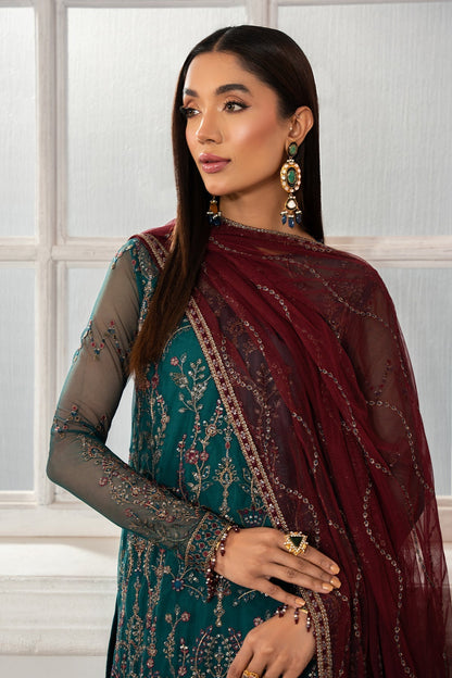 Zarif | Heer Formals | Z-06 NUHA M Dark Teal Net