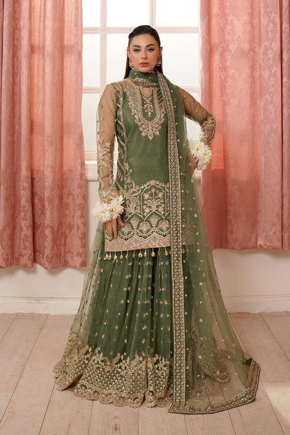 Maryams | Tabeer Luxury Collection |Naina L Olive Green Khaddi Net