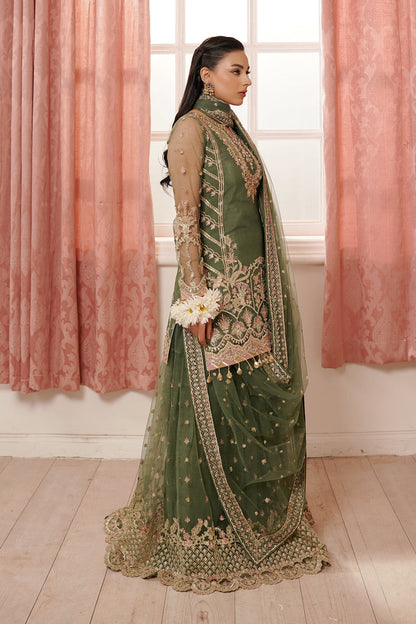 Maryams | Tabeer Luxury Collection |Naina XL Olive Green Khaddi Net