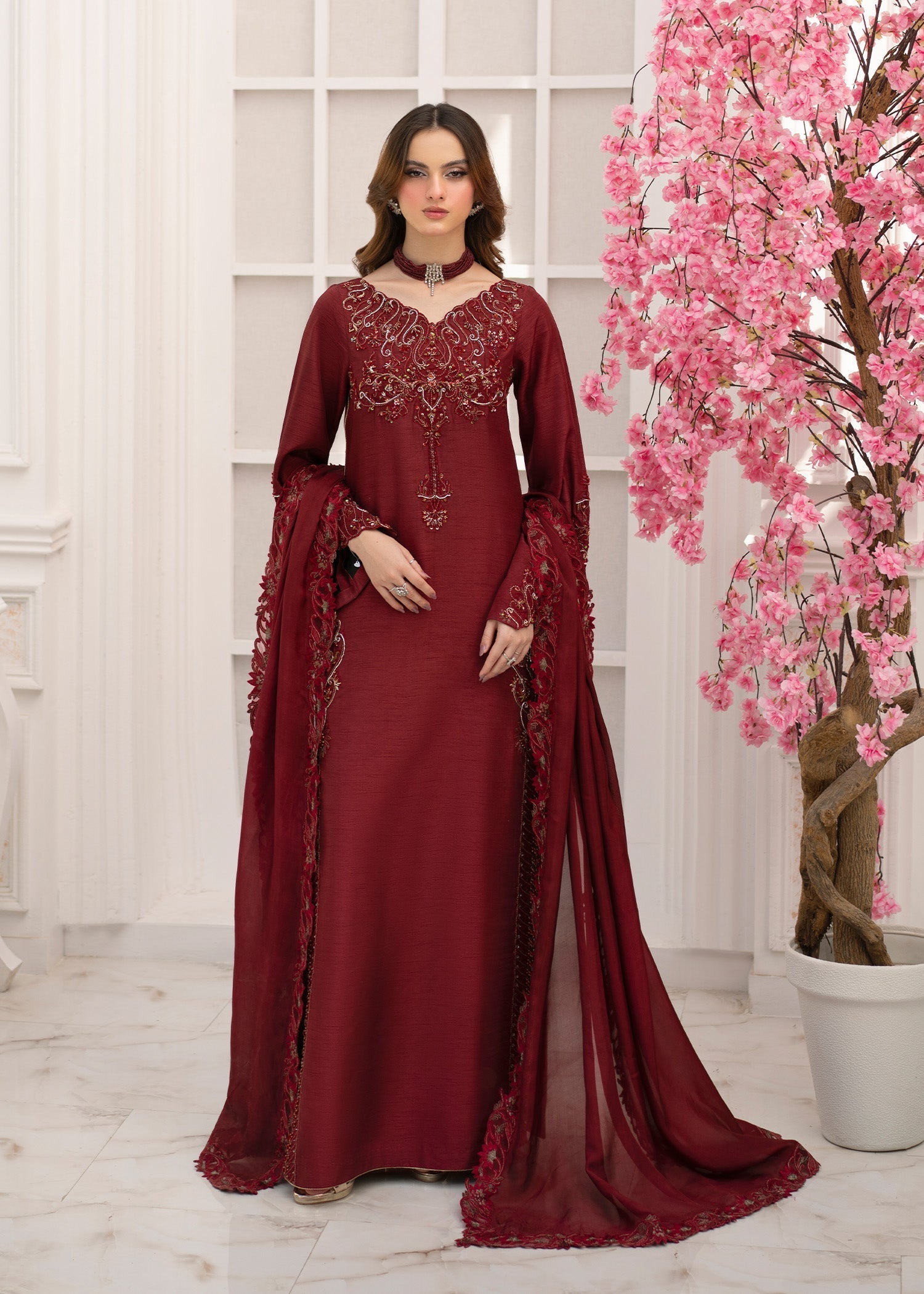 Jamnii | The Aura | Emre XS Maroon Korean Silk