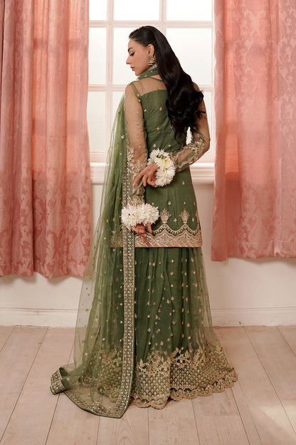 Maryams | Tabeer Luxury Collection |Naina S Olive Green Khaddi Net