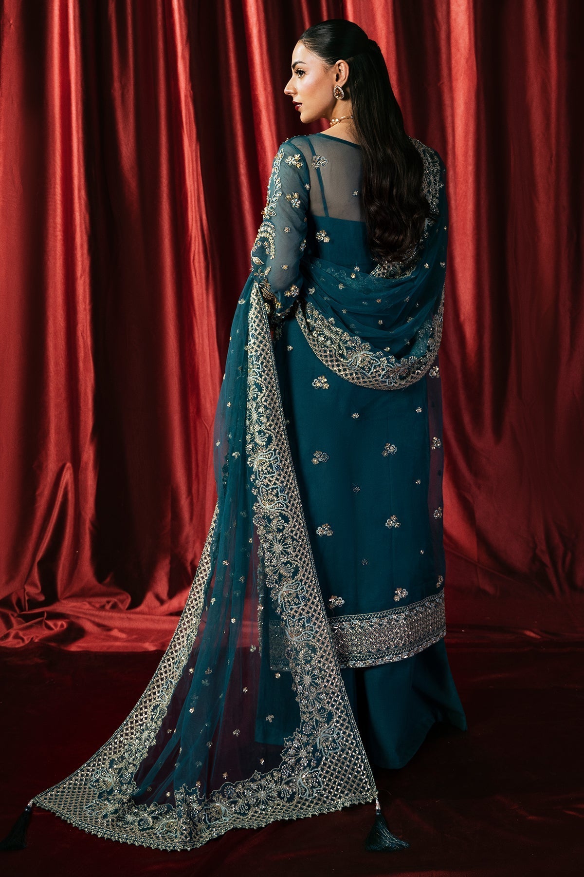 Mina Kashif | Kahani Formals | Arshia S Teal Blue Organza