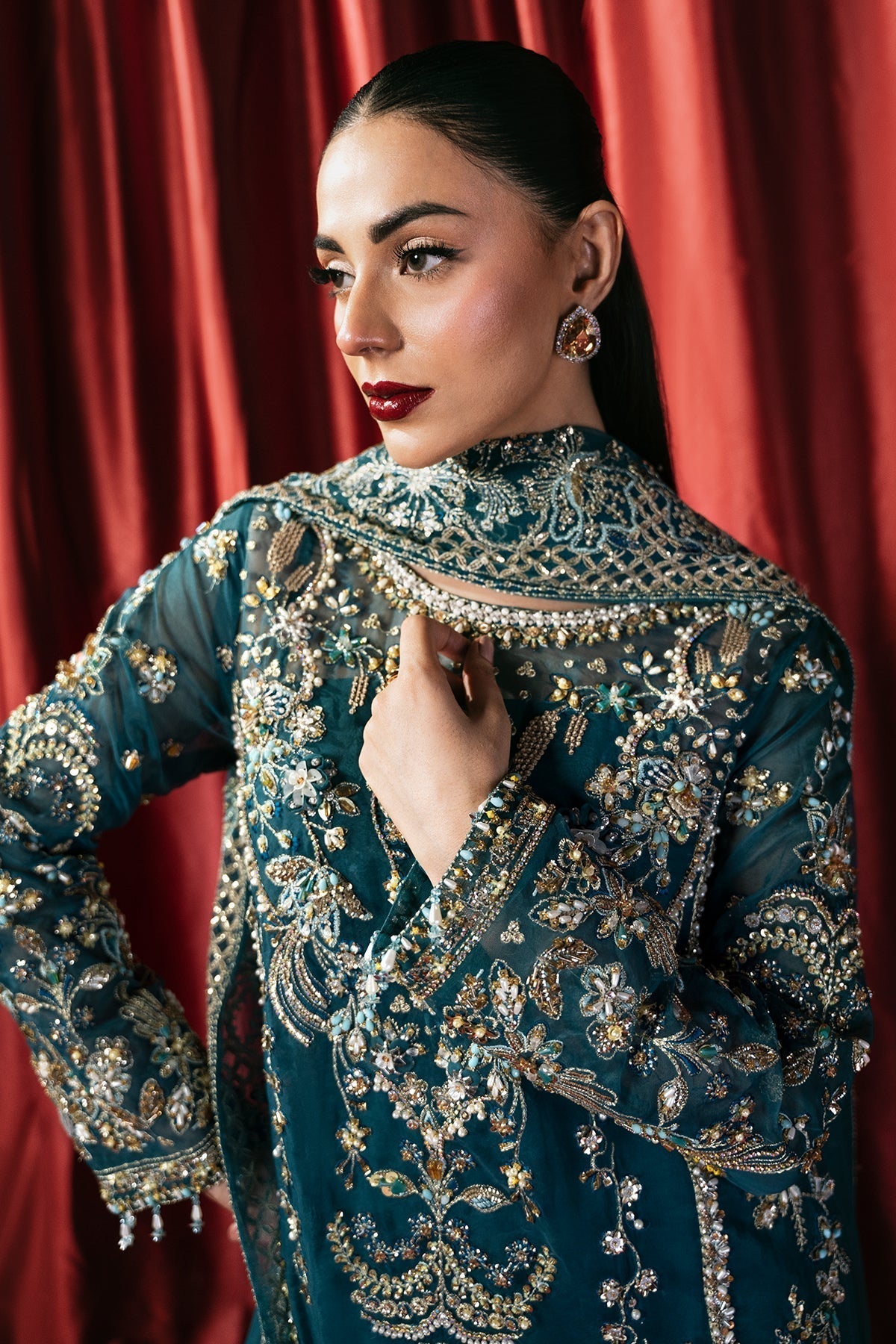 Mina Kashif | Kahani Formals | Arshia M Teal Blue Organza